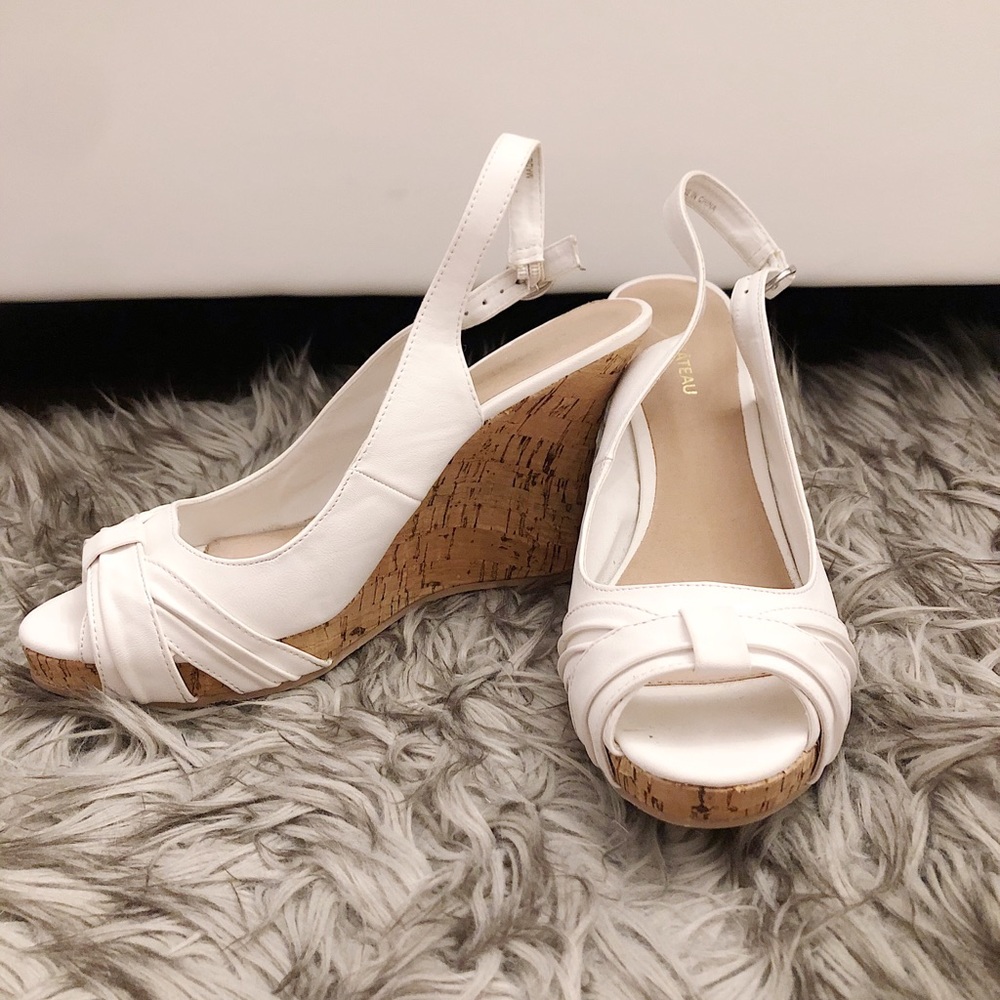 Elegant White Wedge Sandals